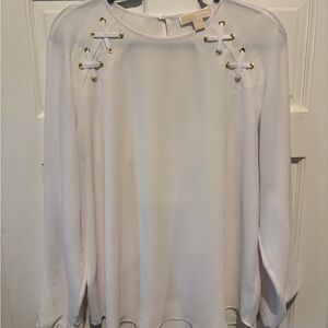 Michael Kors white Blouse with criss cross detail at the shoulder